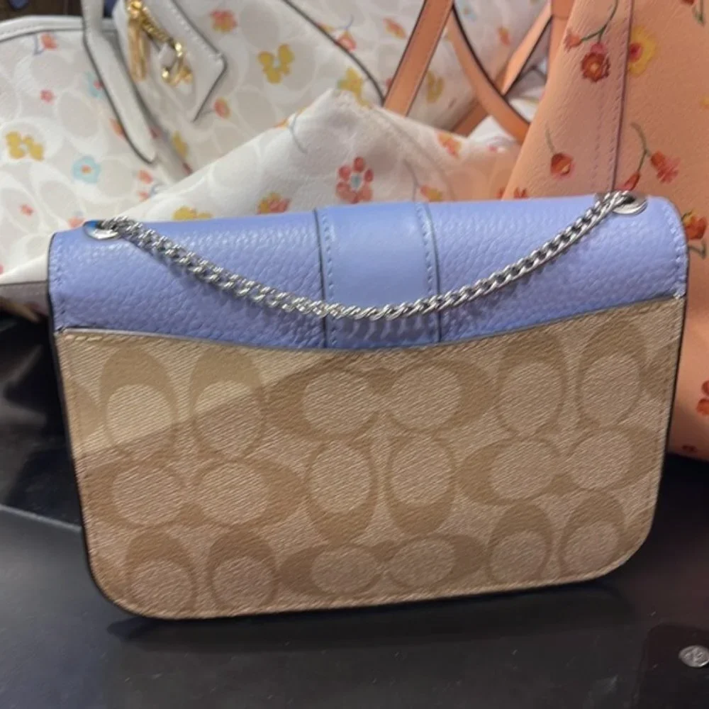 Coach Georgie Crossbody In Signature Canvas Light Khaki / Marble Blue - Picture 11 of 16